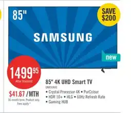 The Brick Samsung 85 Crystal UHD U8000 4K Smart TV offer