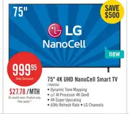 The Brick LG 75 NanoCell AI NANO80 4K Smart TV (75NANO80AUA.ACC) offer
