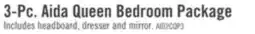 The Brick Aida 3pc Bedroom Set with Headboard, Dresser & Mirror, Made in Canada, Brown - Queen Size offer