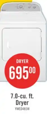 The Brick Whirlpool 7 Cu. Ft. Electric Dryer - White - YWED4815EW offer