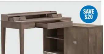 The Brick Jude 55 Reversible Office Desk with 3-Drawers & Cabinet- Hazelnut offer
