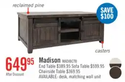 The Brick Madison 50 Rustic Coffee Table With Storage, Shelf and Casters - Grey Brown Wood offer