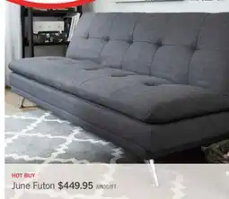 The Brick June 73.2 Linen-Look Fabric Klik Klak Futon with Metal Legs and Tufting - Grey offer