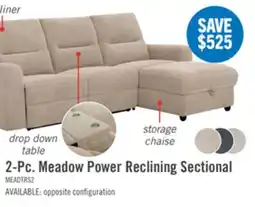 The Brick Meadow 2-Piece Right-Facing Chenille Fabric Power Reclining Sectional with Storage Chaise - Taupe offer