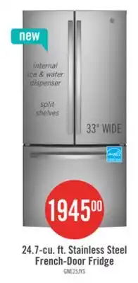 The Brick GE 33 24.7 Cu. Ft. French-Door Refrigerator Fingerprint Stainless Steel - GNE25JYKFS offer
