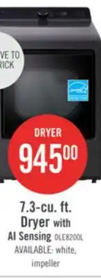 The Brick LG 7.3 Cu. Ft. Electric Dryer with AI Sensing and ThinQ - Platinum Black - DLE8200L offer