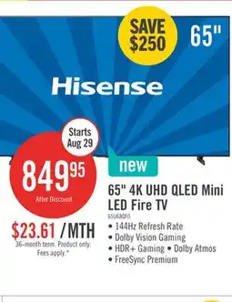 The Brick Hisense 65 U68QF Mini-LED 4K UHD QLED AI TV offer