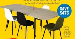 The Brick Joss 5pc Dining Set with Table & 4 Chairs - 63-86.5W Butterfly Extension, Metal - Natural/Black offer