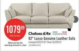 The Brick Chateau d'Ax Lusso 92 100% Genuine Leather Sofa with Wood Legs - Smoke Grey offer