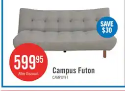 The Brick Campus 76 Fabric Klik Klak Futon with Tufting and Wood Legs - Grey offer