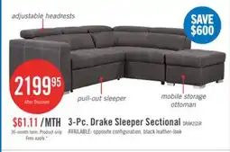 The Brick Drake 3-Piece Right-Facing Faux Suede fabric Sleeper Sectional with Storage Ottoman - Cement Grey offer