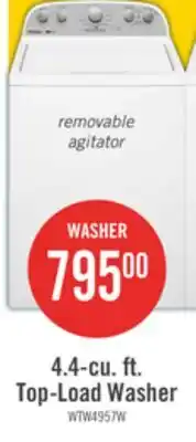 The Brick Whirlpool 4.4 Cu. Ft. Top-Load Washer - White - WTW4957PW offer
