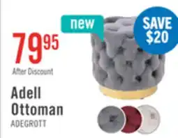The Brick Adell 17 Round Fabric Ottoman with Gold Base - Grey offer