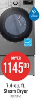The Brick LG 7.4 Cu. Ft. Smart Electric Dryer with Steam - Graphite Steel - Stackable - DLEX3850V offer