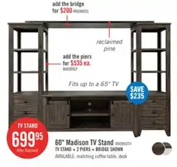 The Brick Madison 60 Rustic TV Stand with Storage and Cable Management for TVs up to 65- Brown offer