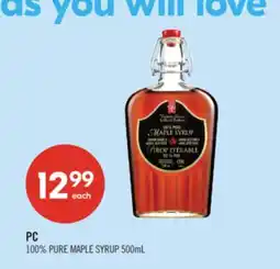Shoppers Drug Mart PC 100% PURE MAPLE SYRUP 500mL offer