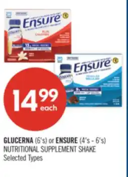 Shoppers Drug Mart GLUCERNA (6's) or ENSURE (4's - 6's) NUTRITIONAL SUPPLEMENT SHAKE offer