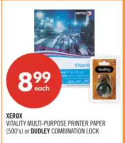 Shoppers Drug Mart XEROX VITALITY MULTI-PURPOSE PRINTER PAPER (500's) or DUDLEY COMBINATION LOCK offer