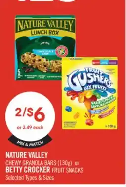 Shoppers Drug Mart NATURE VALLEY CHEWY GRANOLA BARS (130g) or BETTY CROCKER FRUIT SNACKS offer
