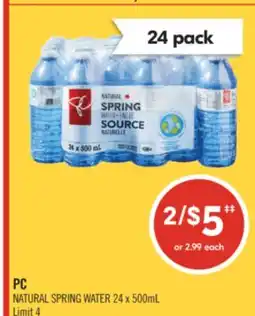 Shoppers Drug Mart PC NATURAL SPRING WATER offer