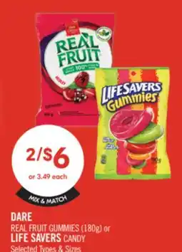 Shoppers Drug Mart DARE REAL FRUIT GUMMIES (180g) or LIFE SAVERS CANDY offer