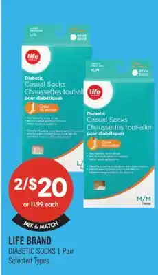 Shoppers Drug Mart LIFE BRAND DIABETIC SOCKS 1 Pair offer