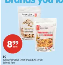 Shoppers Drug Mart PC JUMBO PISTACHIOS (290g) or CASHEWS (275g) offer