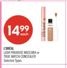 Shoppers Drug Mart L'ORÉAL LASH PARADISE MASCARA or TRUE MATCH CONCEALER offer