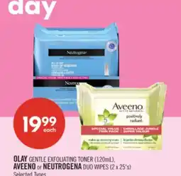 Shoppers Drug Mart OLAY GENTLE EXFOLIATING TONER (120mL), AVEENO or NEUTROGENA DUO WIPES (2 x 25's) offer