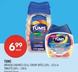 Shoppers Drug Mart TUMS ANTACID CHEWIES (32's), CHEWY BITES (28's - 32's) or TABLETS (60's - 100's) offer