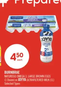 Shoppers Drug Mart BURNBRAE NATUREGG OMEGA 3, LARGE BROWN EGGS (1 Dozen) or JOYYA ULTRAFILTERED MILK (1L) offer