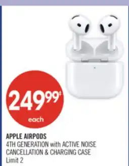 Shoppers Drug Mart APPLE AIRPODS 4TH GENERATION with ACTIVE NOISE CANCELLATION & CHARGING CASE offer
