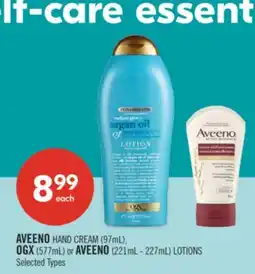 Shoppers Drug Mart AVEENO HAND CREAM (97mL), OGX (577mL) or AVEENO (221mL - 227mL) LOTIONS offer