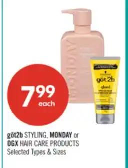 Shoppers Drug Mart göt2b STYLING, MONDAY or OGX HAIR CARE PRODUCTS offer