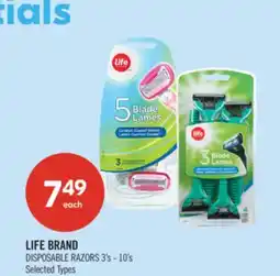 Shoppers Drug Mart LIFE BRAND DISPOSABLE RAZORS offer