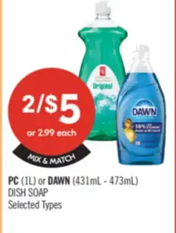 Shoppers Drug Mart PC (1L) or DAWN (431mL – 473mL) DISH SOAP offer