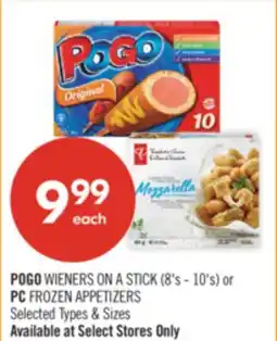 Shoppers Drug Mart POGO WIENERS ON A STICK (8's - 10's) or PC FROZEN APPETIZERS offer