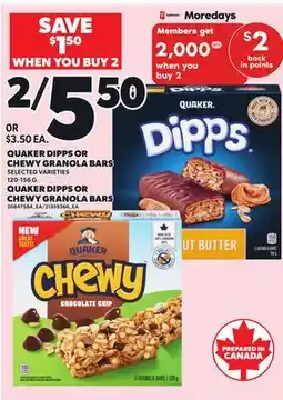 Independent City Market QUAKER DIPPS OR CHEWY GRANOLA BARS, 120-156 G offer