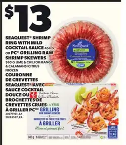 Independent City Market SEAQUEST SHRIMP RING WITH MILD MILD COCKTAIL SAUCE, 454 G OR PC GRILLING RAW SHRIMP SKEWERS, 360 G offer