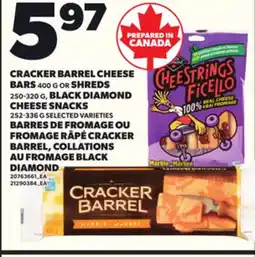 Independent City Market CRACKER BARREL CHEESE BARS, 400 G OR SHREDS, 250–320 G, BLACK DIAMOND CHEESE SNACKS, 252–336 G offer