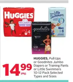 Rexall HUGGIES, Pull. Ups or Goodnites Jumbo Diapers or Training Pants or Little Swimmers 10-12 Pack offer