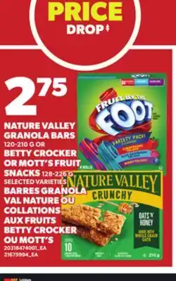 Independent City Market NATURE VALLEY GRANOLA BARS, 120–210 G OR BETTY CROCKER OR MOTT'S FRUIT SNACKS, 128–226 G offer