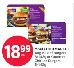 Rexall M&M FOOD MARKET Angus Beef Burgers 6x142g or Gourmet Chicken Burgers 6x142g offer