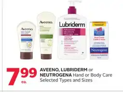 Rexall AVEENO, LUBRIDERM or NEUTROGENA Hand or Body Care offer