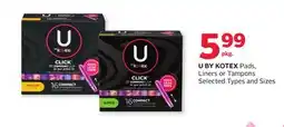 Rexall U BY KOTEX Pads, Liners or Tampons offer