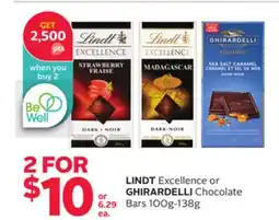 Rexall LINDT Excellence or GHIRARDELLI Chocolate Bars offer