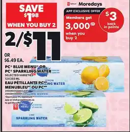 Independent City Market PC BLUE MENU OR PC SPARKLING WATER, 12 x 355 mL offer