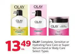 Rexall OLAY Complete, Sensitive or Hydrating Face Care or Super Serum Hand or Body Care offer