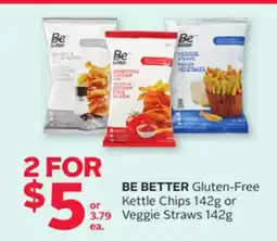 Rexall BE BETTER Gluten-Free Kettle Chips 142g or Veggie Straws 142g offer