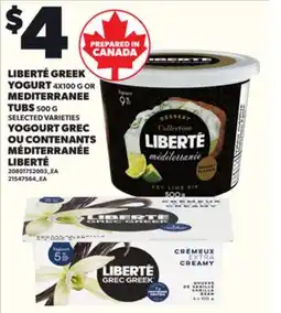 Independent City Market LIBERTÉ GREEK YOGURT, 4X100 G OR MEDITERRANEE, 500 G offer